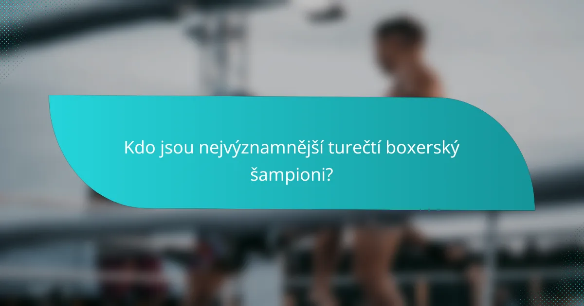 Kdo jsou nejvýznamnější turečtí boxerský šampioni?